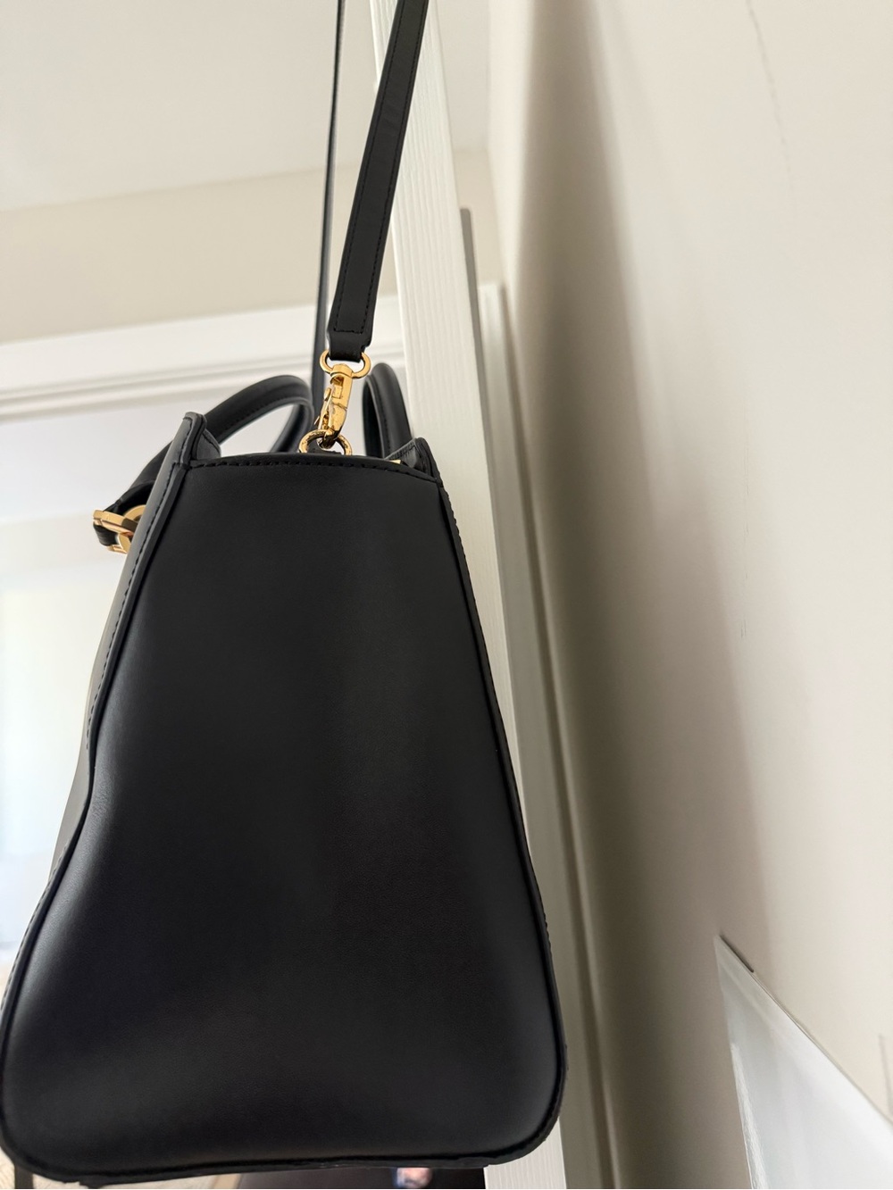ZAC Zac Posen Zac Eartha East West Black Leather Satchel Gold Hardware Bag - Picture 6 of 15